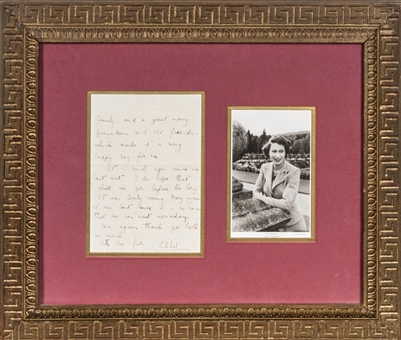 1944 Queen Elizabeth Hand Written and Signed Letter on Buckingham Palace Stationary In 14 x 17 Framed Display (Beckett)